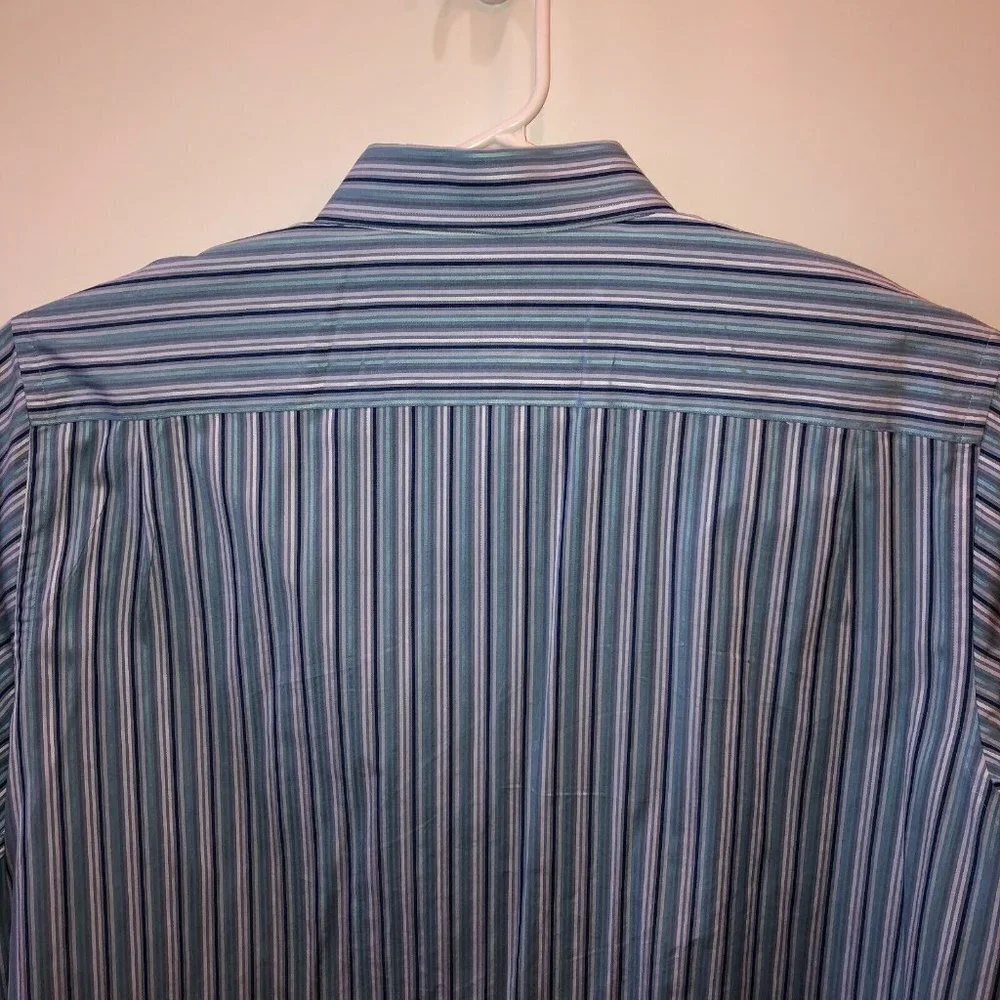 Banana Republic Mens Size XL Blue Striped Long Sleeve Button Up Shirt 17-17.5